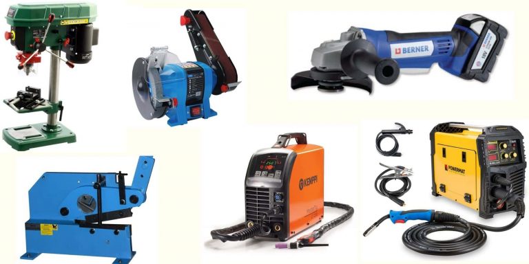 Ostatní stroje a přístroje​ - pásová pila Bomar, kombinovaná bruska bruska, brusky Berner, stojanové vrtačky, profilové nůžky